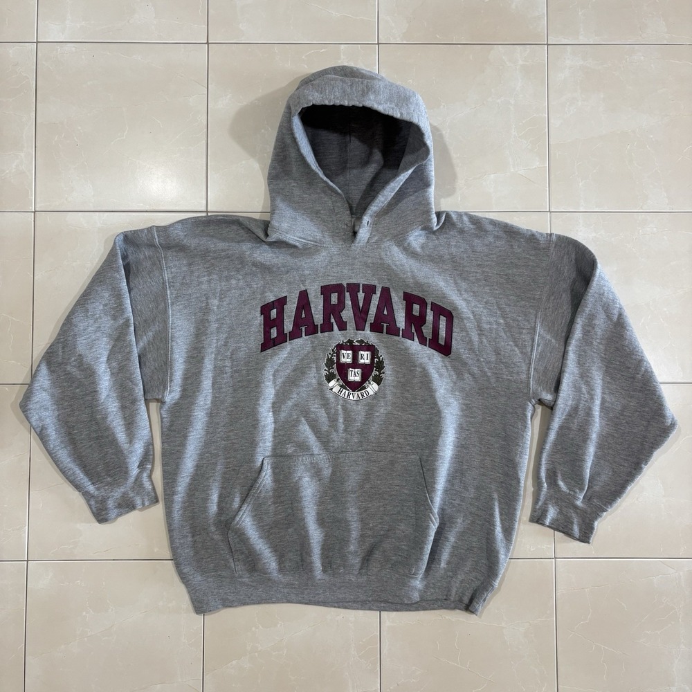 Vintage Harvard University Sweatshirt Hoodie Men's L boxy Y2K Gray College Phys
